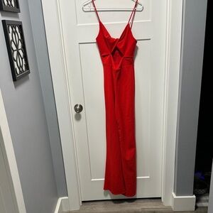 Elegant Red Spaghetti Strap Dress